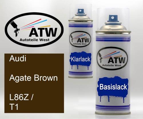 Audi, Agate Brown, L86Z / T1: 400ml Sprühdose + 400ml Klarlack - Set, von ATW Autoteile West.